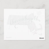 Massachusetts Shaped Gray Typografie Name Briefkaart (Achterkant)