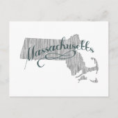 Massachusetts Shaped Gray Typografie Name Briefkaart (Voorkant)