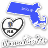 Massachusetts Sheet of Die Cut Stickers (Voorkant)