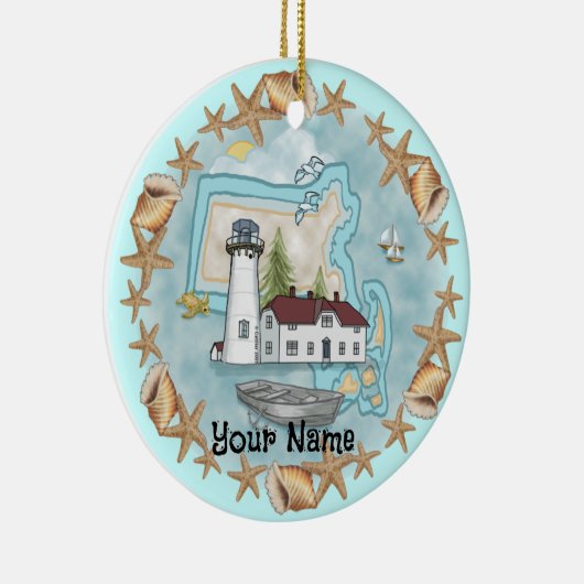 Massachusetts Shells Lighthouse Ornament (Rechts)