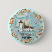 Massachusetts Shells Lighthouse Ronde Button 5,7 Cm (Voorkant)