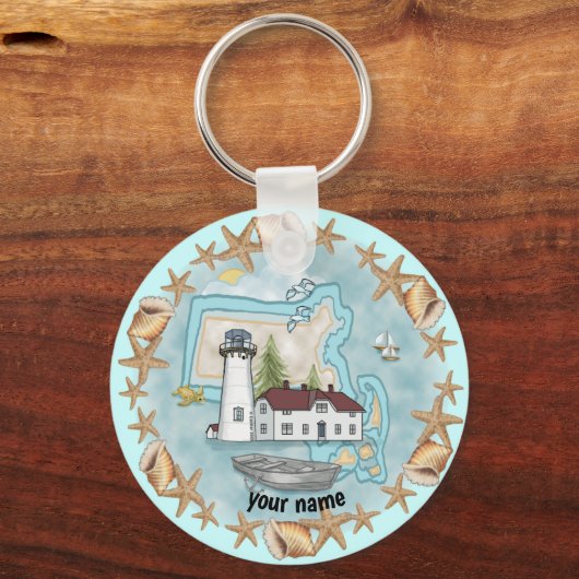 Massachusetts Shells Lighthouse Sleutelhanger (Voorkant)