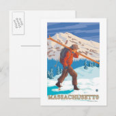 Massachusetts Skier Carrying Skis Briefkaart (Voorkant / Achterkant)