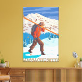 Massachusetts Skier Carrying Skis Canvas Afdruk (Insitu (Woonkamer))