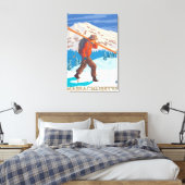 Massachusetts Skier Carrying Skis Canvas Afdruk (Insitu (Slaapkamer))