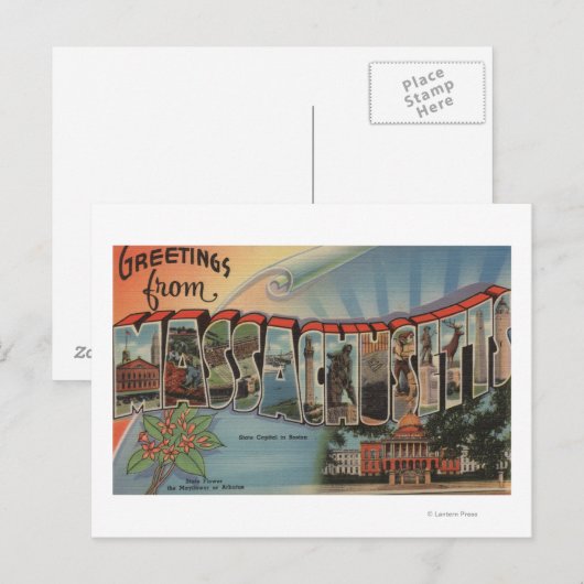 Massachusetts (staatskapitaal/ventilator) briefkaart (Voorkant / Achterkant)