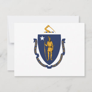 Massachusetts Staatsvlag Bay State Indian & Motto Briefkaart