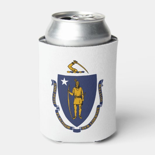 Massachusetts Staatsvlag Blikjeskoeler (Blikje Voorkant)