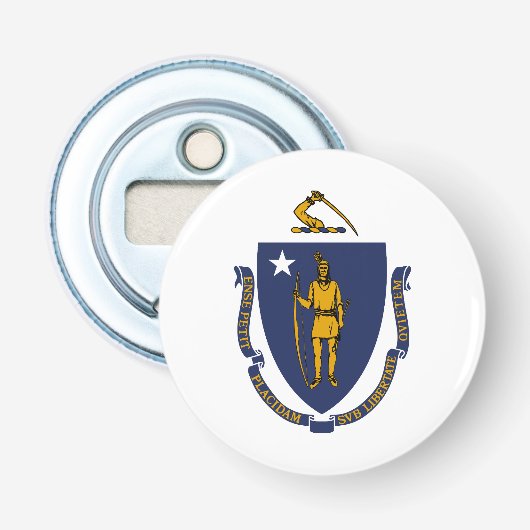Massachusetts Staatsvlag Button Flesopener (Voorkant)