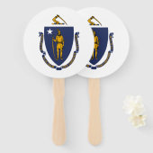 Massachusetts Staatsvlag Handwaaier (Voorkant en achterkant)
