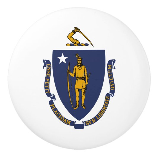 Massachusetts Staatsvlag Keramische Knop (Voorkant)