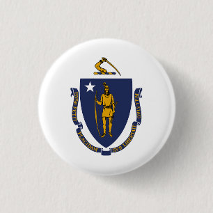 Massachusetts Staatsvlag Ronde Button 3,2 Cm