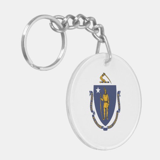 Massachusetts Staatsvlag Sleutelhanger (Voorkant Links)