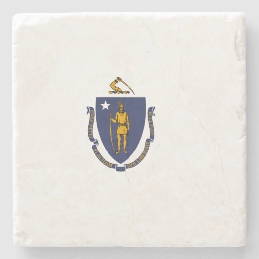 Massachusetts Staatsvlag Stenen Onderzetter (Voorkant)