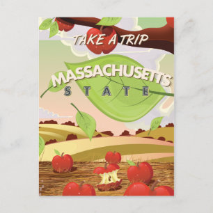 Massachusetts State Apple boom Reisposter Carto Briefkaart