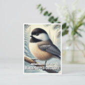 Massachusetts State Bird Chickadee met zwarte kap Briefkaart (Staand voorkant)