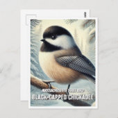 Massachusetts State Bird Chickadee met zwarte kap Briefkaart (Voorkant / Achterkant)