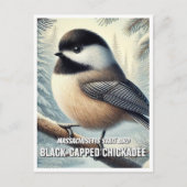 Massachusetts State Bird Chickadee met zwarte kap Briefkaart (Voorkant)