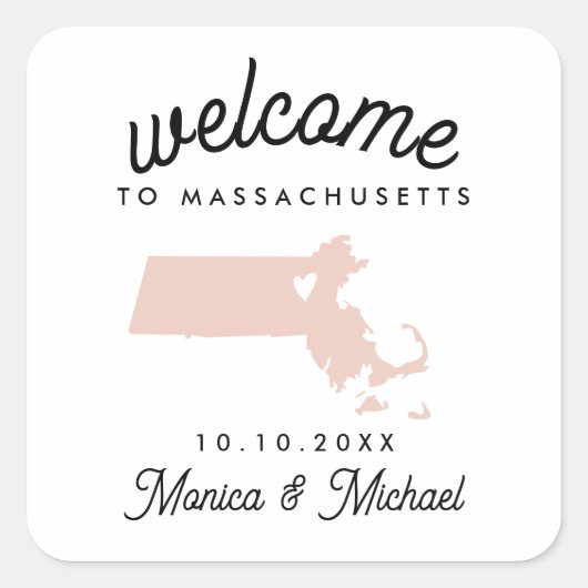 MASSACHUSETTS State Destination Weddenschap IEDERE Vierkante Sticker (Voorkant)