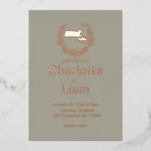 Massachusetts State Destination Wedding Folie Uitnodiging (Voorkant)