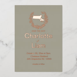 Massachusetts State Destination Wedding Folie Uitnodiging