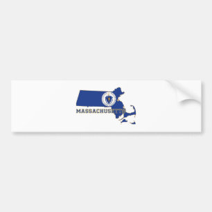 Massachusetts State Flag and Map Bumpersticker