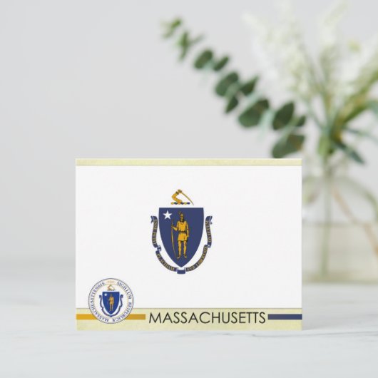 Massachusetts State Flag and Seal Briefkaart (Staand voorkant)