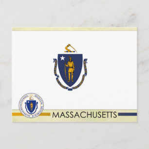 Massachusetts State Flag and Seal Briefkaart