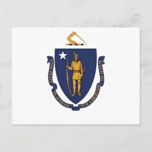 Massachusetts State Flag Bay State Indian & Motto  Briefkaart (Voorkant)