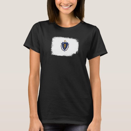 Massachusetts State Flag Boston Worcester New Engl T-shirt (Voorkant)