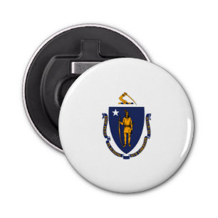 Massachusetts State Flag Design Button Flesopener
