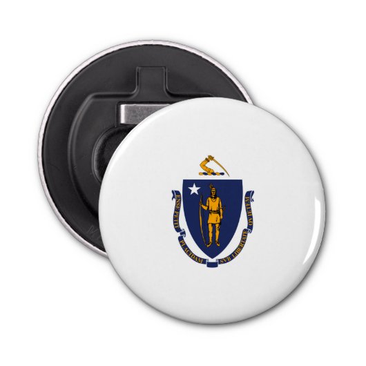 Massachusetts State Flag Design Button Flesopener (Voorkant)