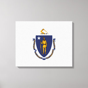 Massachusetts State Flag Design Canvas Afdruk