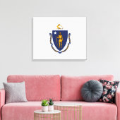 Massachusetts State Flag Design Canvas Afdruk (Insitu (Woonkamer))