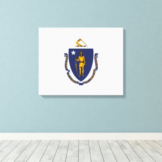 Massachusetts State Flag Design Canvas Afdruk (Insitu (Houten vloer))
