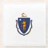 Massachusetts State Flag Design Decor Glazen Onderzetter (Voorkant)