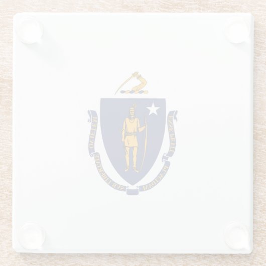 Massachusetts State Flag Design Decor Glazen Onderzetter (Achterkant)