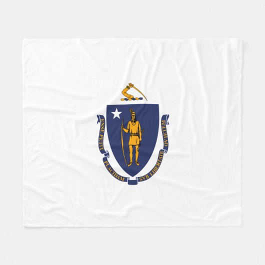 Massachusetts State Flag Design Fleece Deken (Voorkant (Horizontaal))