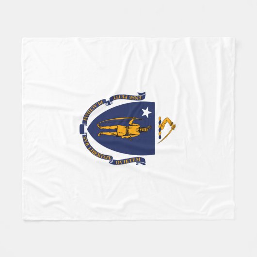 Massachusetts State Flag Design Fleece Deken (Voorkant (Horizontaal))
