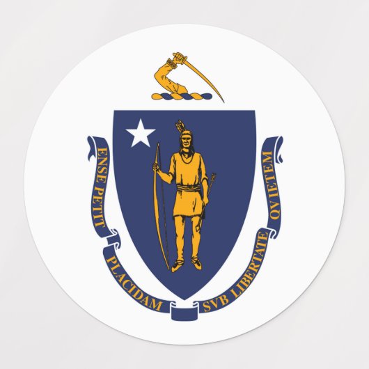 Massachusetts State Flag Design Labels (Design 2)