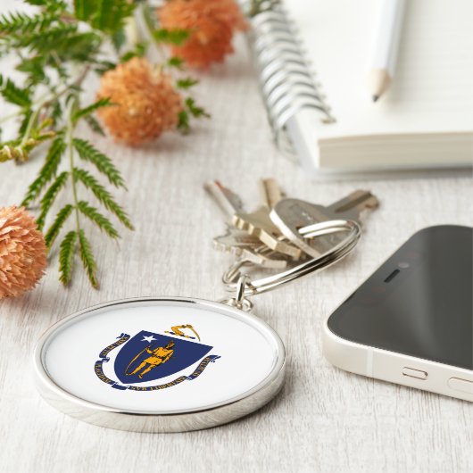 Massachusetts State Flag Design Sleutelhanger (Zijkant)