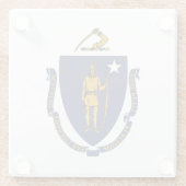 Massachusetts State Flag Glazen Onderzetter (Achterkant)