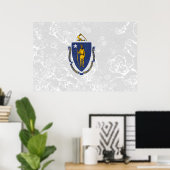 Massachusetts State Flag Grunge Poster (Thuiskantoor)