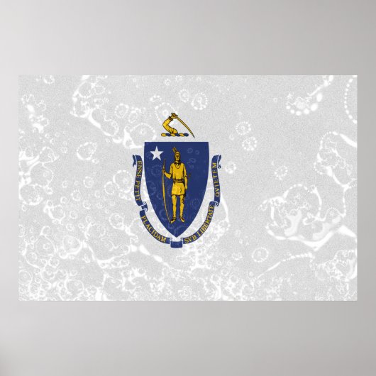 Massachusetts State Flag Grunge Poster (Voorkant)