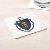Massachusetts State Flag Kartonnen Onderzetters (Schuin)