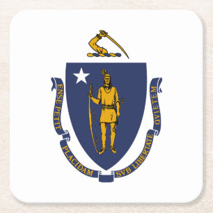 Massachusetts State Flag Kartonnen Onderzetters