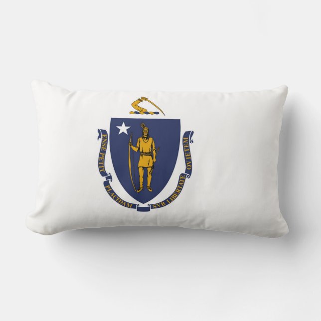 Massachusetts State Flag Print Patriottisch Kussen (Voorkant)