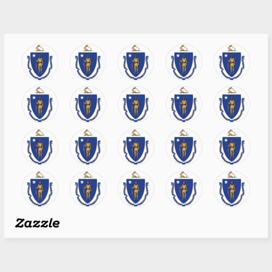Massachusetts State Flag Ronde Sticker (Vel)