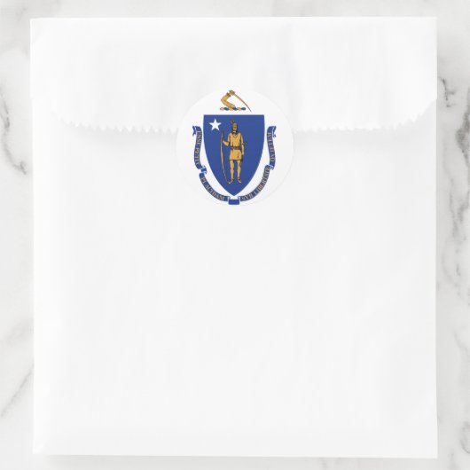 Massachusetts State Flag Ronde Sticker (Tas)