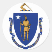 Massachusetts State Flag Ronde Sticker (Voorkant)
